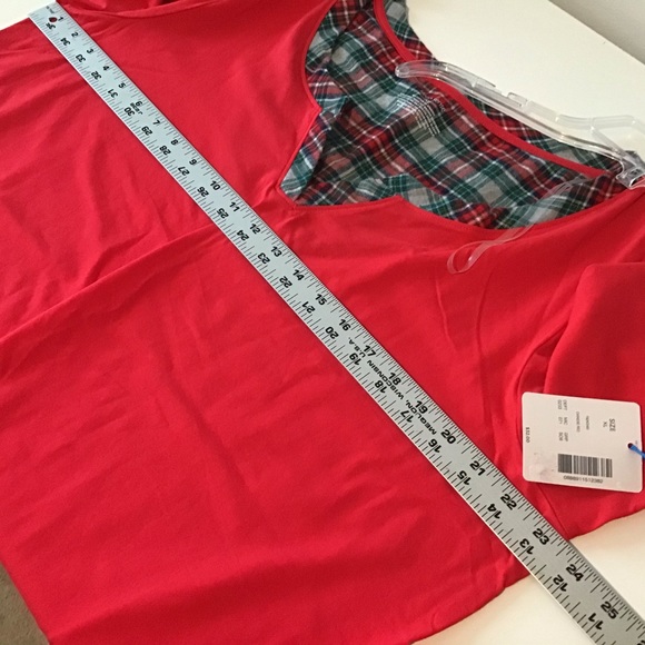 Top XL Red Plaid Trim Leisure, NWT by Sleep Sense - Picture 5 of 5